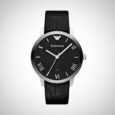 Emporio Armani AR1611 Black Dial Black Leather Men’s Watch