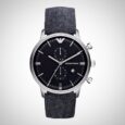 Emporio Armani AR1690 Blue Denim Leather Men’s Chronograph Watch